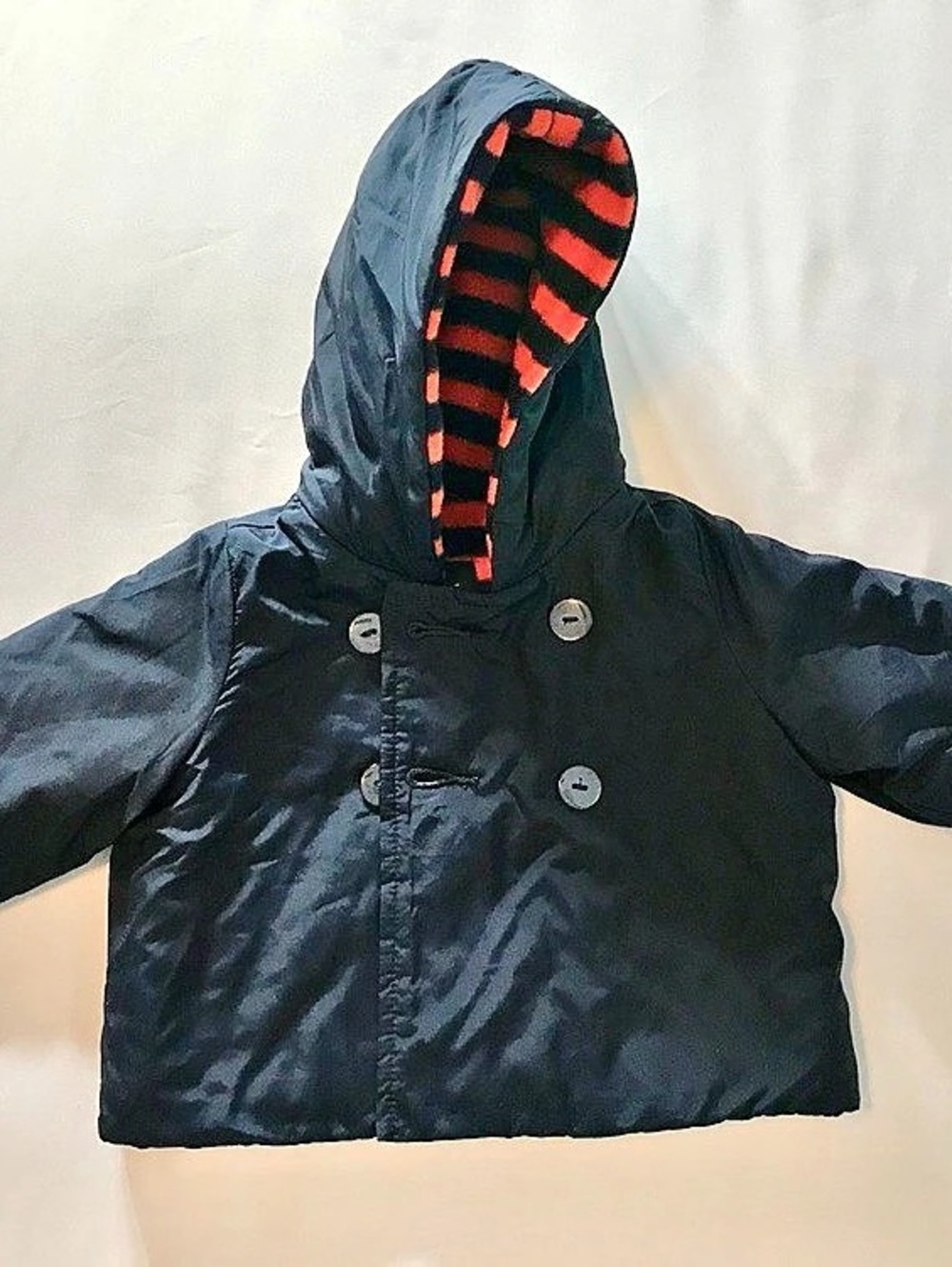 Baby Gap Peacoat Puffer Jacket Striped Blue & Red Baby 0-3 Months